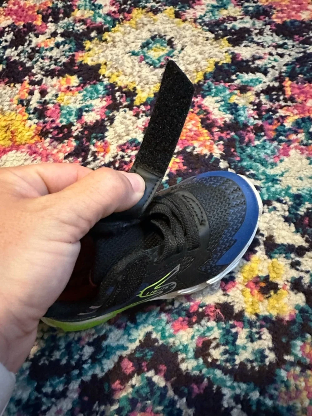Skechers S Lights Light Up Sneakers Black Blue Green Size 7 Toddler